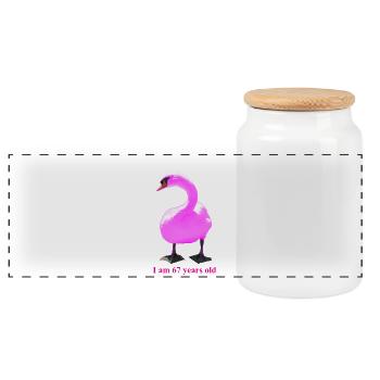 Surprising Ornate Swan Mash-Up - Panoramic Cookie Jar with Wooden Lid - white - Front