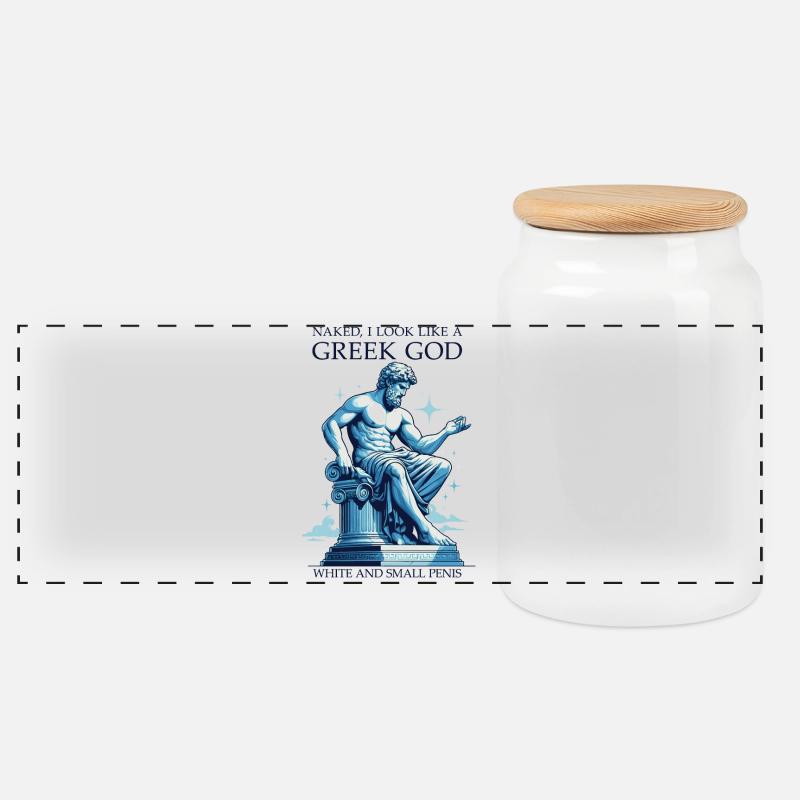 Drôle de dieu grec - Boîte à biscuits avec couvercle en bois - blanc