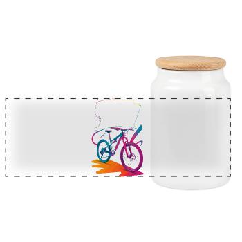 Lebendiges Fahrrad-Enthusiasmus-Design - Panorama Keksdose mit Holzdeckel - Weiß - Vorne