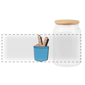 Paix et Amour - Boîte à biscuits avec couvercle en bois - blanc - Devant