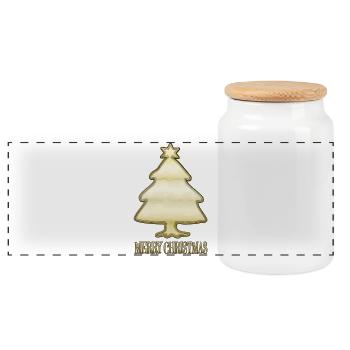Fir tree - Panoramic Cookie Jar with Wooden Lid - white - Front
