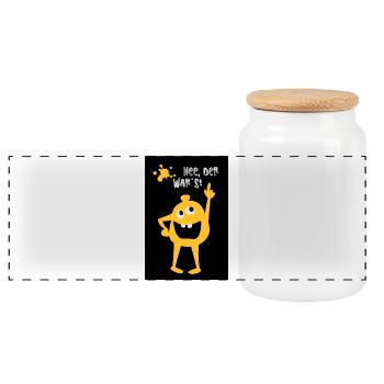 Poster Monster Cheeky Index Finger Comic Office Humor - Panoramic Cookie Jar with Wooden Lid - white - Front