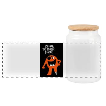 Poster Monster Flap Comic Halloween Cool Saying - Panoramic Cookie Jar with Wooden Lid - white - Front