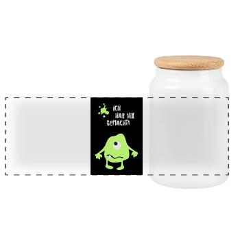 Poster Monster Halloween Comic Innocent Humor - Panoramic Cookie Jar with Wooden Lid - white - Front