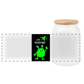 Poster Monster Monstrous Halloween Creepy Comic - Panoramic Cookie Jar with Wooden Lid - white - Front