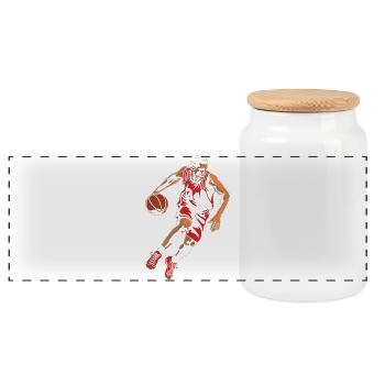 Basketball Player Graphics - Panoramic Cookie Jar with Wooden Lid - white - Front