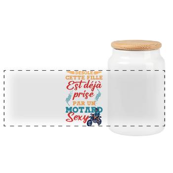 Cette fille est déjà prise par un motard sexy - Boîte à biscuits avec couvercle en bois - blanc - Devant
