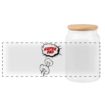 Super dad - Panoramic Cookie Jar with Wooden Lid - white - Front