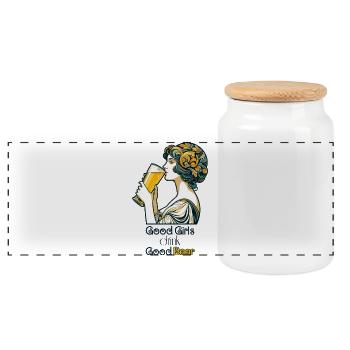Bonne fille boire bonne bière cadeau - Boîte à biscuits avec couvercle en bois - blanc - Devant
