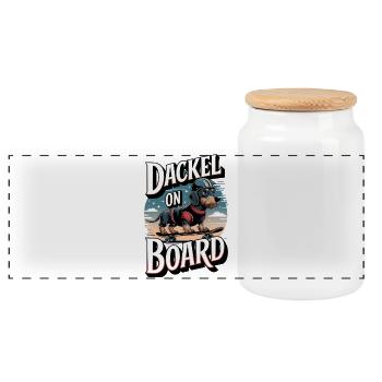 Teckel à bord Teckel à poil dur sur le skateboard - Boîte à biscuits avec couvercle en bois - blanc - Devant