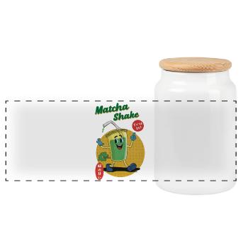 Matcha Shake - Try it! - Panorama Keksdose mit Holzdeckel - Weiß - Vorne