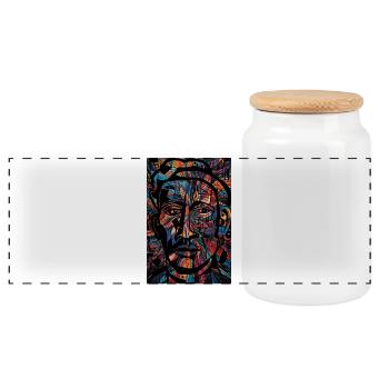 Exploded Portrait: Verschmelzung von Farben und Linien - Panorama Keksdose mit Holzdeckel - Weiß - Vorne