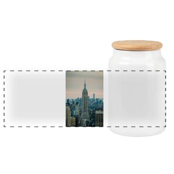 New York Skyline Blick - Panorama Keksdose mit Holzdeckel - Weiß - Vorne