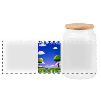 Nature Man - Panoramic Cookie Jar with Wooden Lid - white - Front
