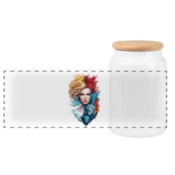 Œil de Danion et cheveux étoilés - Boîte à biscuits avec couvercle en bois - blanc - Devant