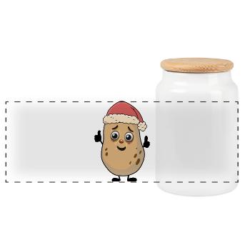 Kartoffel Nikolaus Weihnachtsmann Kartoffeln - Panorama Keksdose mit Holzdeckel - Weiß - Vorne