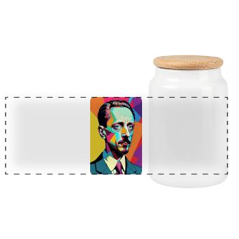 Rainer Maria Rilke comic art pop art t-shirt - Panoramic Cookie Jar with Wooden Lid - white - Front