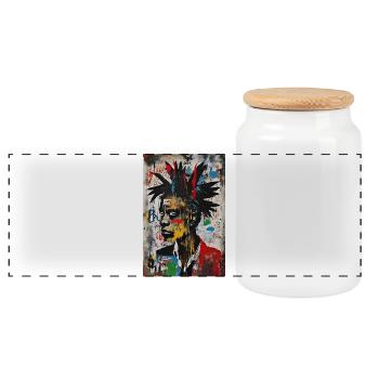 Urban Portrait - Explosion of Colors - Panoramic Cookie Jar with Wooden Lid - white - Front