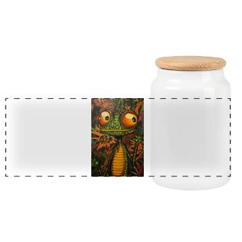 Psychedelic frog in the flower kingdom - Panoramic Cookie Jar with Wooden Lid - white - Front