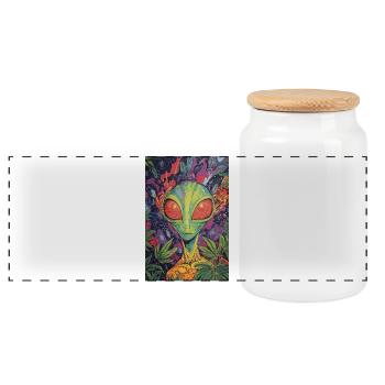 Jungle néon extraterrestre psychédélique - Boîte à biscuits avec couvercle en bois - blanc - Devant