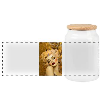 Klimt Poster Marilyn - Panoramic Cookie Jar with Wooden Lid - white - Front
