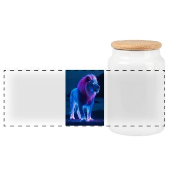 Animal Magic Leo - Panoramic Cookie Jar with Wooden Lid - white - Front