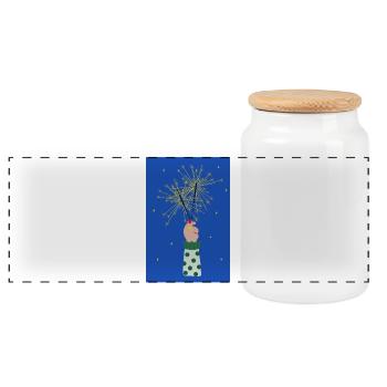 Make a Wish - Good Luck Poster - Panoramic Cookie Jar with Wooden Lid - white - Front