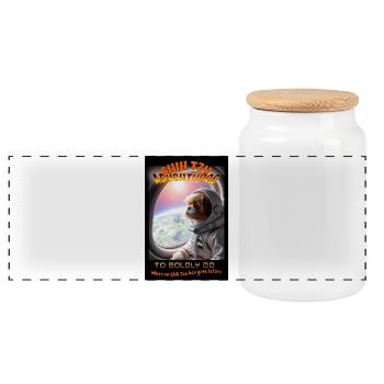 Shih Tzu Adventures - To Boldly Go - Panoramic Cookie Jar with Wooden Lid - white - Front