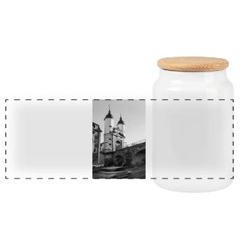 Bridge Gate Heidelberg - Panoramic Cookie Jar with Wooden Lid - white - Front