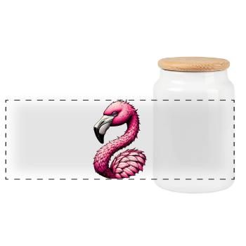 Flamant - Boîte à biscuits avec couvercle en bois - blanc - Devant