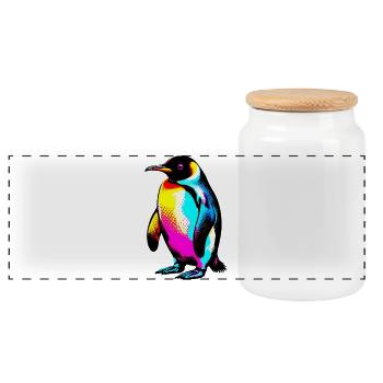 Penguin - Panoramic Cookie Jar with Wooden Lid - white - Front