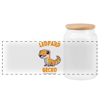 léopard, gecko, reptile, petit lézard - Boîte à biscuits avec couvercle en bois - blanc - Devant