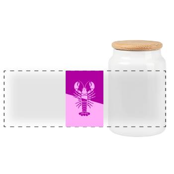 Poster Lobster pink rosa - Panorama Keksdose mit Holzdeckel - Weiß - Vorne