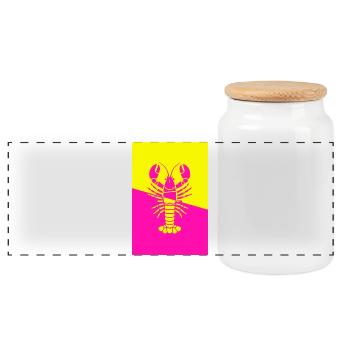 Poster Lobster gelb pink - Panorama Keksdose mit Holzdeckel - Weiß - Vorne