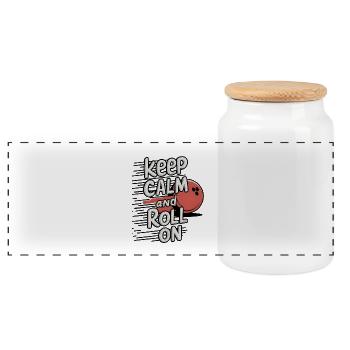 Keep Calm and Roll On - Panoramic Cookie Jar with Wooden Lid - white - Front