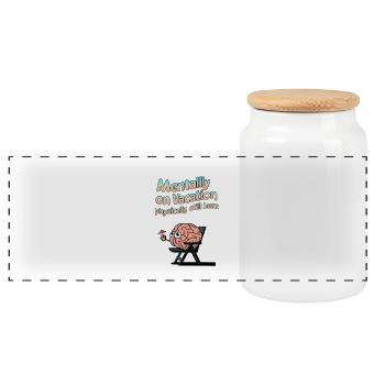Mentalement en vacances, physiquement encore ici - Boîte à biscuits avec couvercle en bois - blanc - Devant