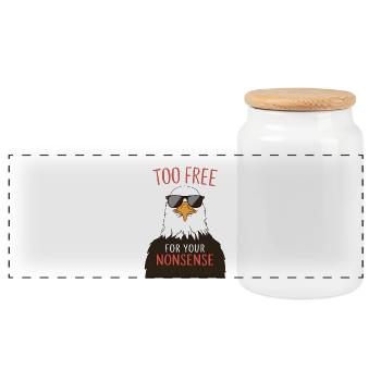 Too Free for Your Nonsense - Panoramic Cookie Jar with Wooden Lid - white - Front