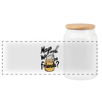 Mayo-nnaise we be friends? - Panoramic Cookie Jar with Wooden Lid - white - Front