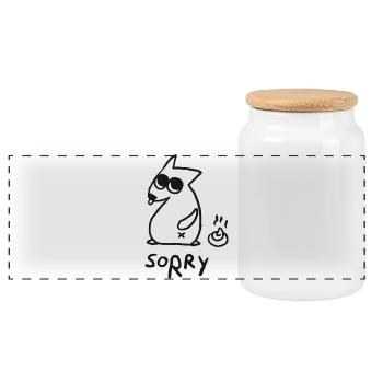 Oops... Sorry! Sketchy Dog Humor - Panoramic Cookie Jar with Wooden Lid - white - Front
