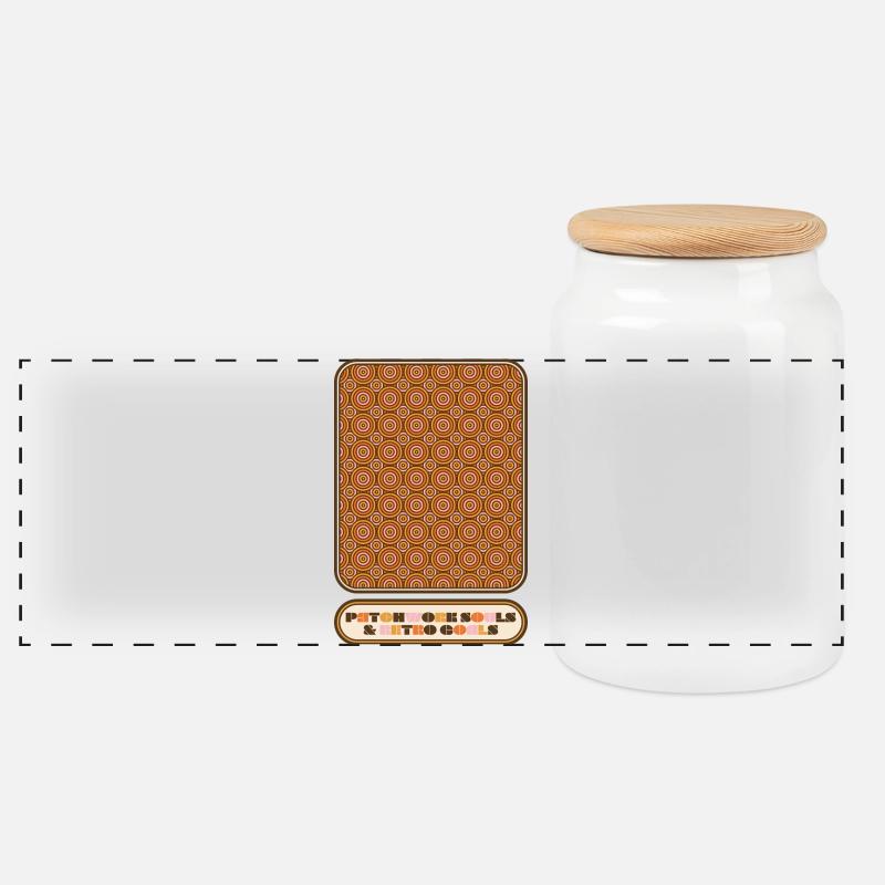 Patchwork Souls & Retro Goals – 70s Pattern - Panorama Keksdose mit Holzdeckel - Weiß