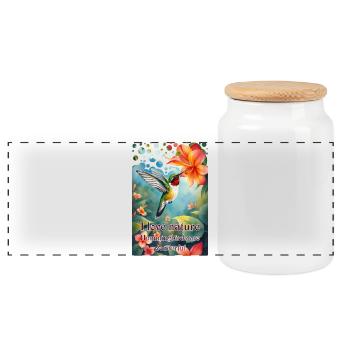 I love nature hummingbirds are unique - Panoramic Cookie Jar with Wooden Lid - white - Front