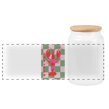 Lobster for you - rot-pink-grün im Retro-Style - Panorama Keksdose mit Holzdeckel - Weiß - Vorne