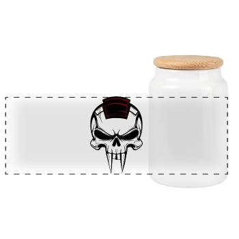 Vampire Skull - Panoramic Cookie Jar with Wooden Lid - white - Front