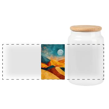 Desert Landscape Illustration Poster - Panoramic Cookie Jar with Wooden Lid - white - Front