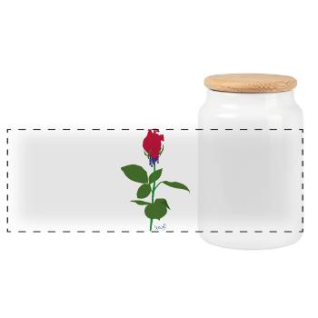 Heart rose - Panoramic Cookie Jar with Wooden Lid - white - Front