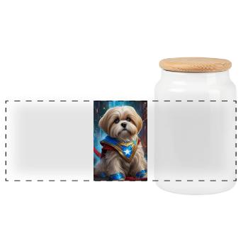 Héros Chiot Starcrest Cape - Boîte à biscuits avec couvercle en bois - blanc - Devant