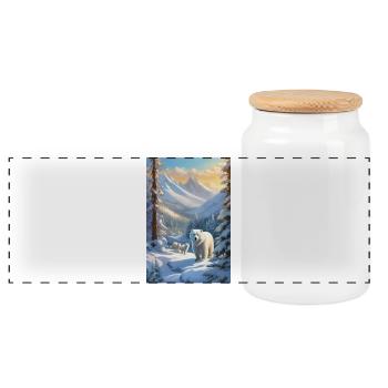 Arktische Polarfamilie in Snowy Peaks - Panorama Keksdose mit Holzdeckel - Weiß - Vorne