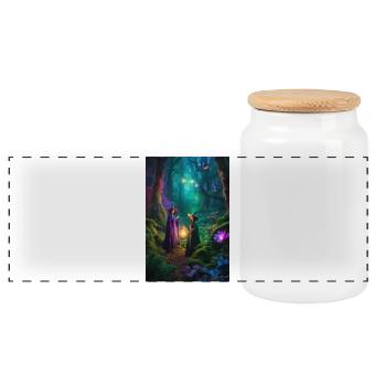 Moonlit Coven in Enchanted Forest - Panoramic Cookie Jar with Wooden Lid - white - Front