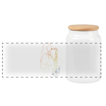 Croquis de saxophoniste vintage - Boîte à biscuits avec couvercle en bois - blanc - Devant