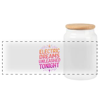 Electric Dreams - Reves Electriques - Panoramic Cookie Jar with Wooden Lid - white - Front